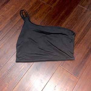 Soft black one shoulder crop top